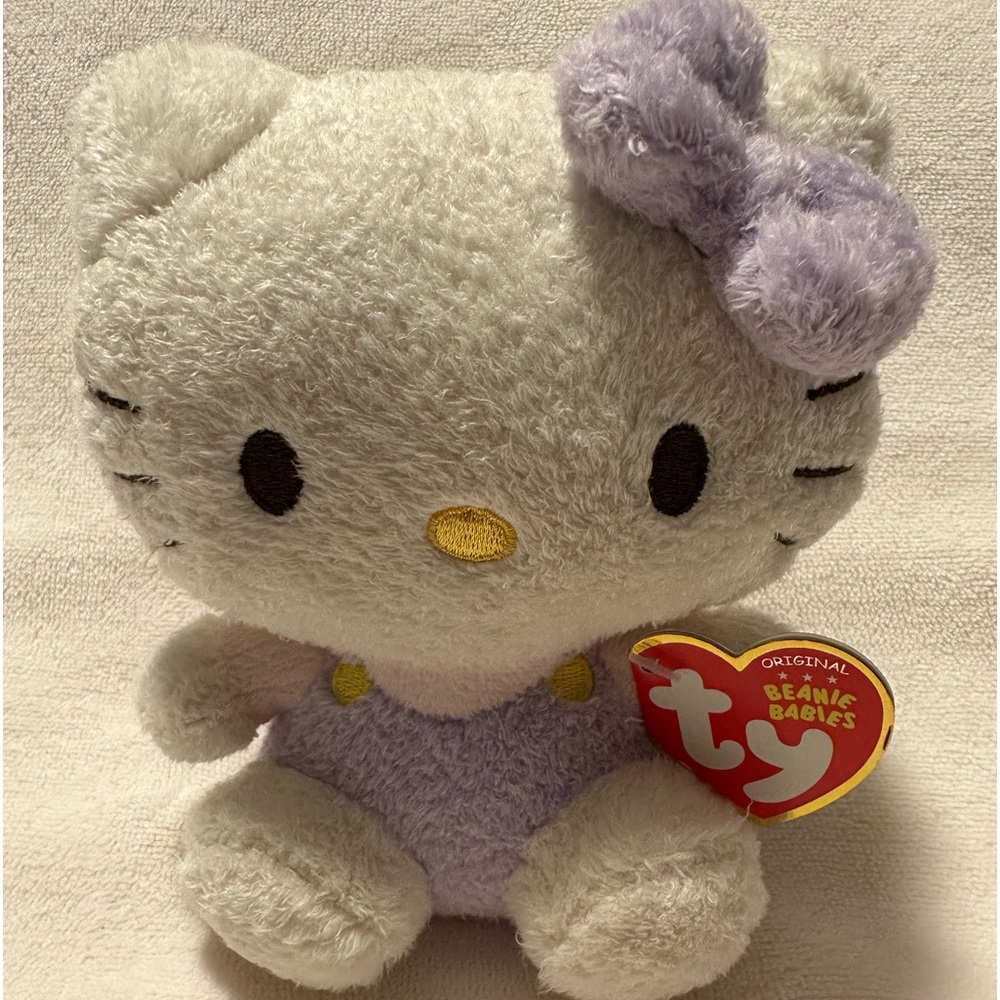 TY Beanie Baby - HELLO KITTY (Fuzzy Purple) (5.5 inch) Plush MINT with MINT TAGS